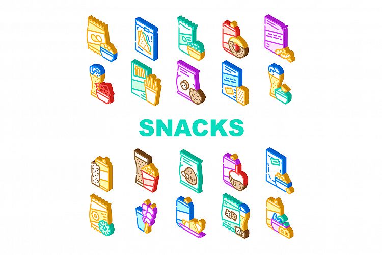 Snacks Food And Drink Collection Icons Set Vector example image 1
