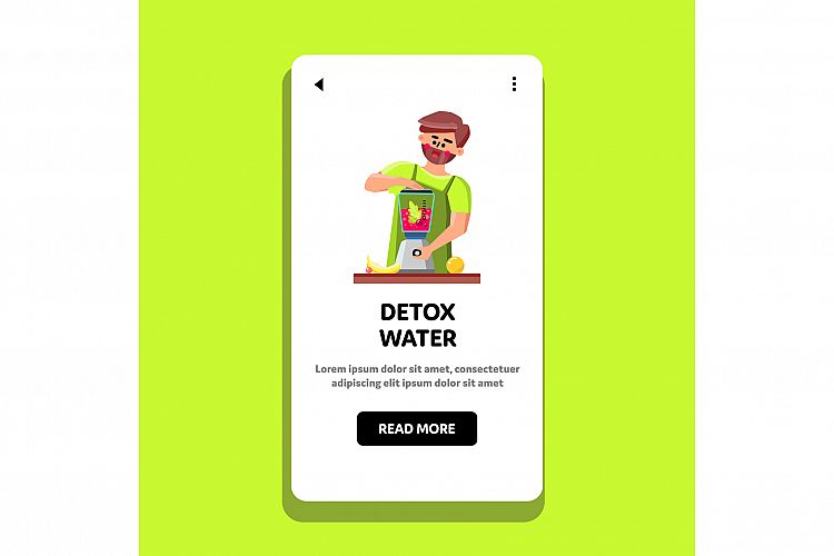 Detox Water Man Preparing In Blender Tool Vector example image 1