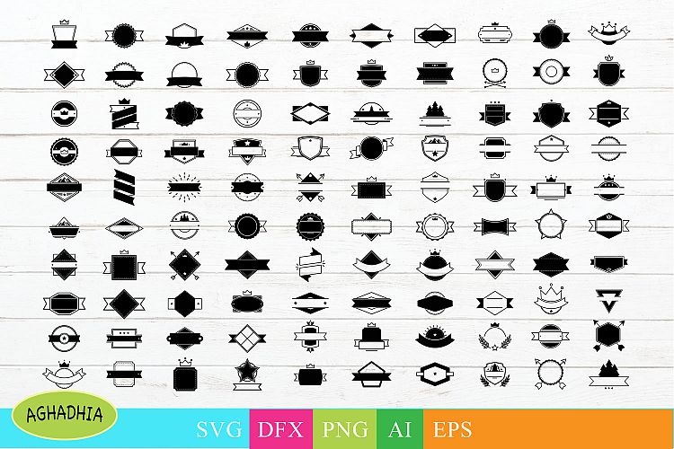 100 Badges and Frames Bundle, Labels/ Logo Kit Vector Icons.