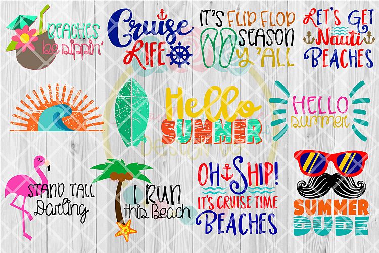 Summer SVG Bundle V.1 - 12 Designs SVG DXF PNG