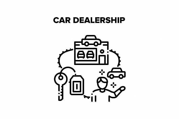 Car Dealership Vector Black Illustration example image 1