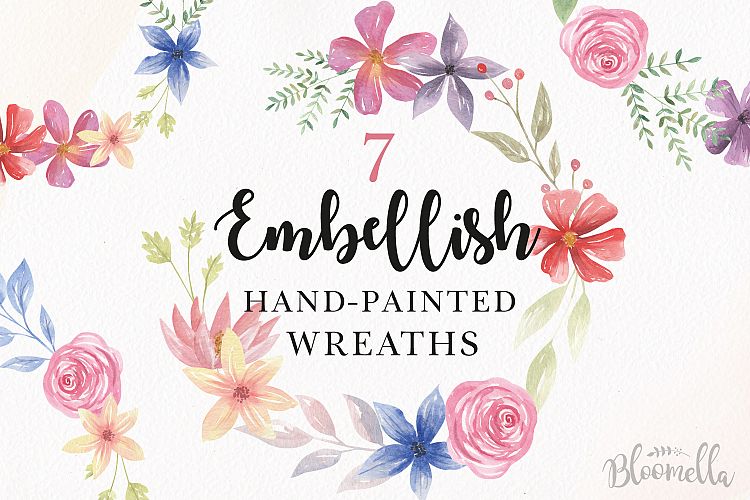Watercolor Floral Wreaths 7 Embellish Garlands Pretty Flower