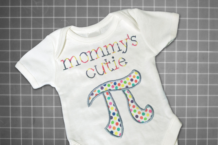 Mommys Cutie Pi Symbol Applique Embroidery Design