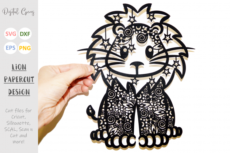 Lion paper cut SVG / DXF / EPS files