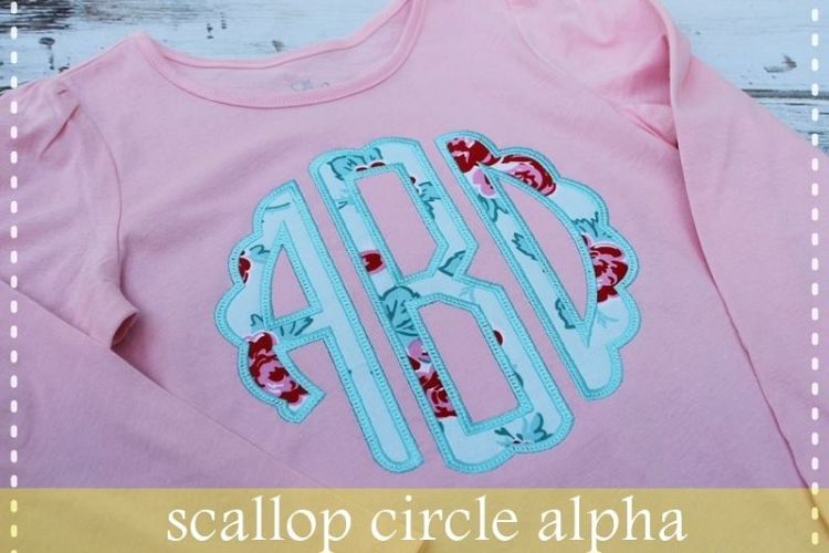 Scallop Circle Monogram Applique Letters 4 example image 1
