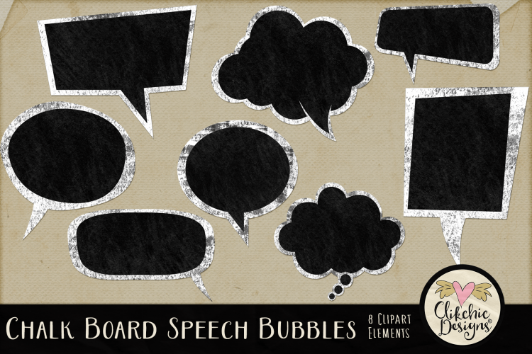 Speech Bubbles - Chalk Board Speech Bubble Clipart Elements