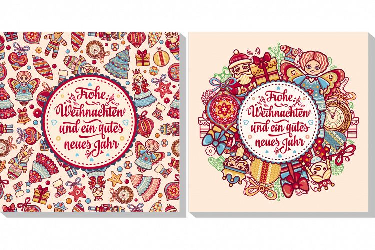 Christmas logo. Frohe Weihnacht. Neues Jahr. Happy Christmas in Deutschland. 