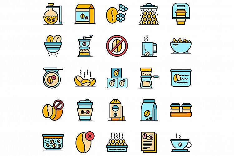 Decaffeinated coffee icons set vector flat example image 1