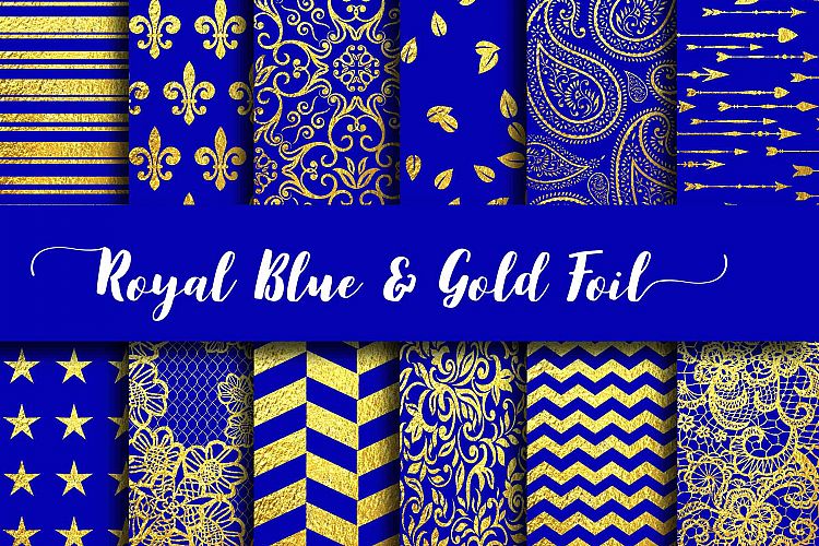 Royal Blue & Gold Foil Digital Paper