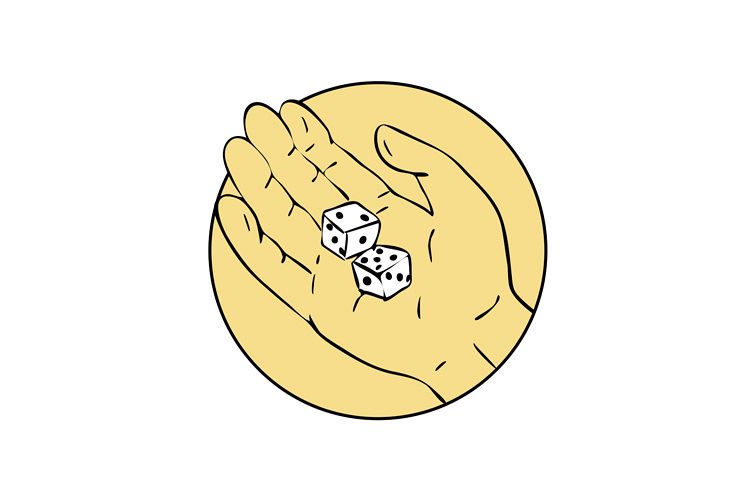 Hand Rolling The Dice Drawing