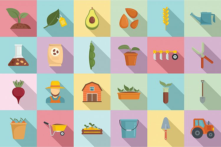 Agronomist icons set, flat style example image 1