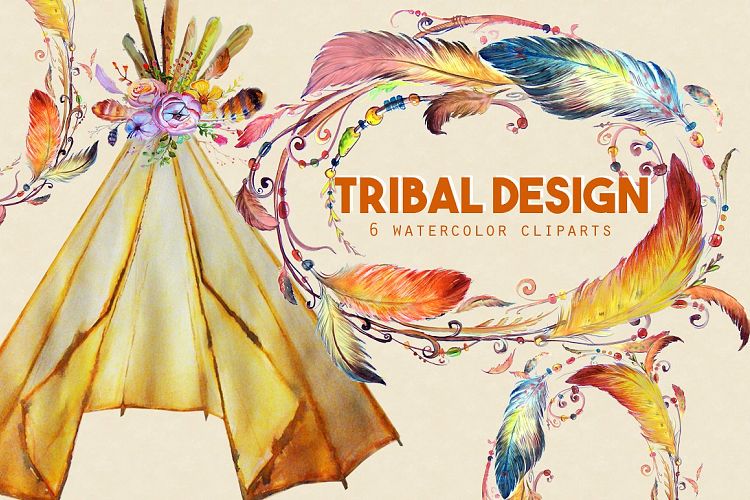 Watercolor Tribal Designs Clipart Images  by Whimseez