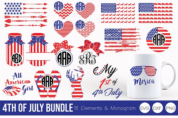 4th of July SVG, DXF, PNG Bundle Cut Files
