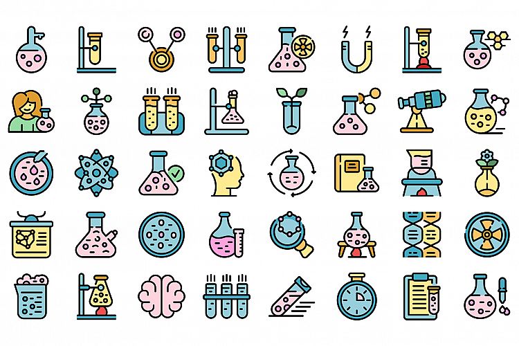 Research scientist icons set vector flat example image 1