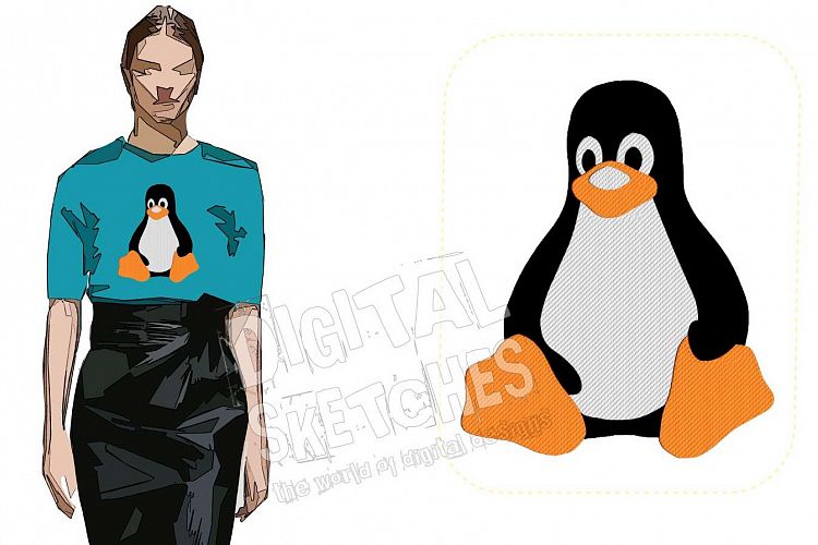 Penguin Tux Linux Machine Embroidery Design 4 Sizes