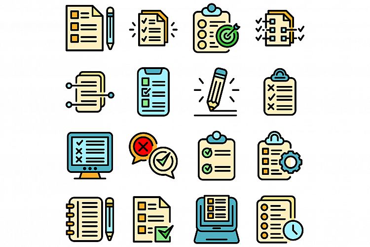 Assignment icons set vector flat example image 1