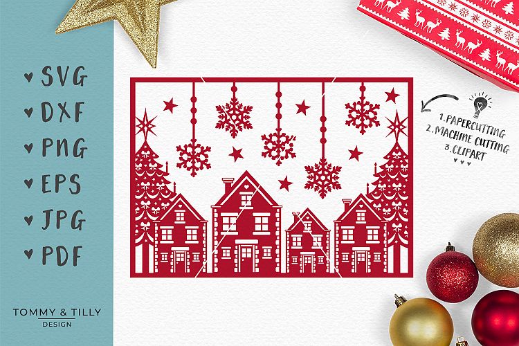 Christmas Scene - SVG EPS DXF PNG PDF JPG Cut File