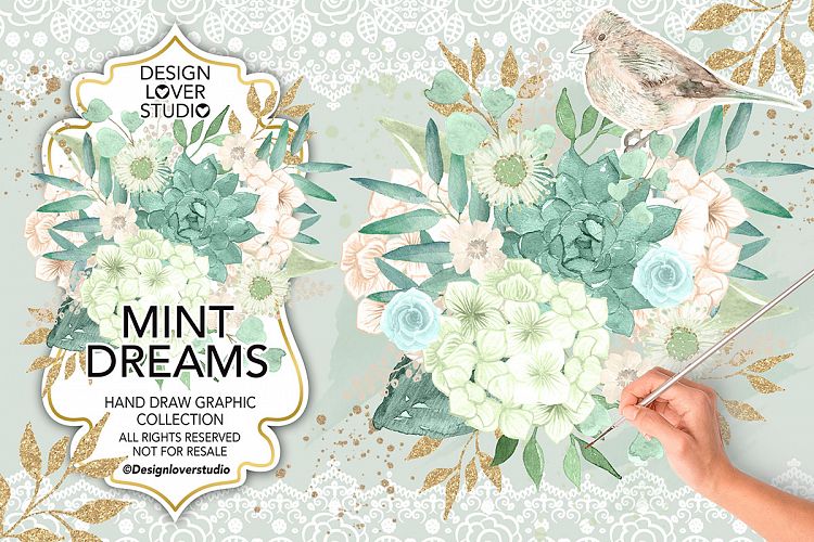 Watercolor MINT DREAMS design