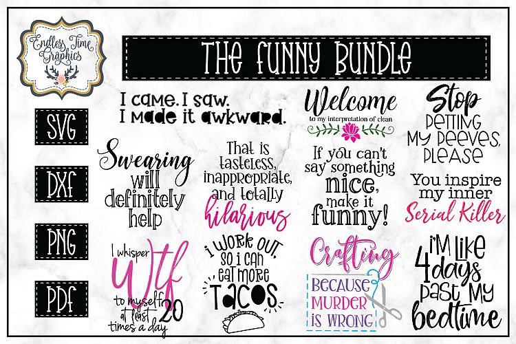 Funny SVG Bundle - 11 Unique Files For Cutting