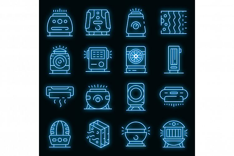 Air purifier icons set vector neon example image 1
