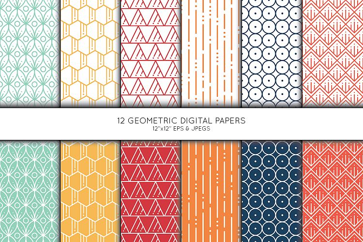 Geometric Digital Paper, Seamless pattern, Scrapbook paper
