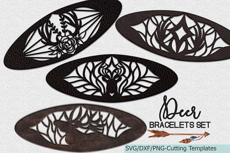 Deer Cuff Bracelets Bundle Templates cuttings svg dxf models