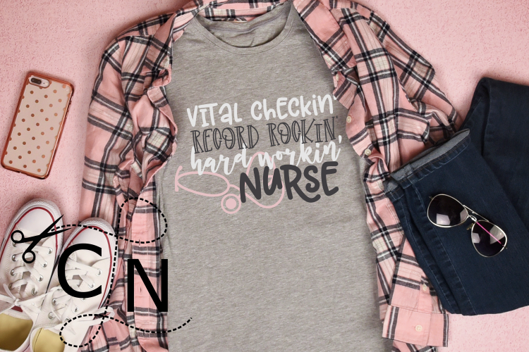 Vital Checkin Record Rockin Hard Workin Nurse 