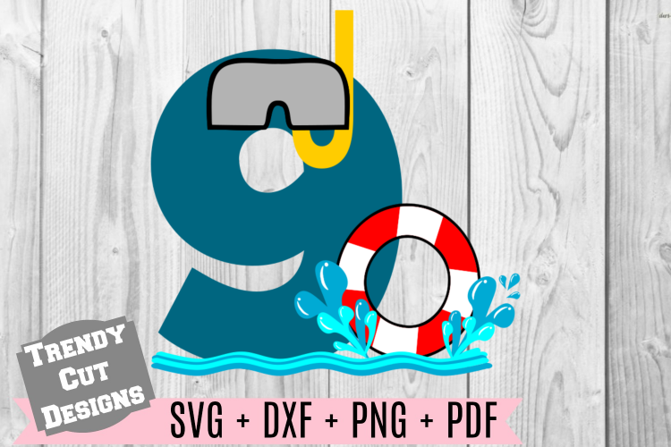 Pool Party Number 9th Birthday SVG