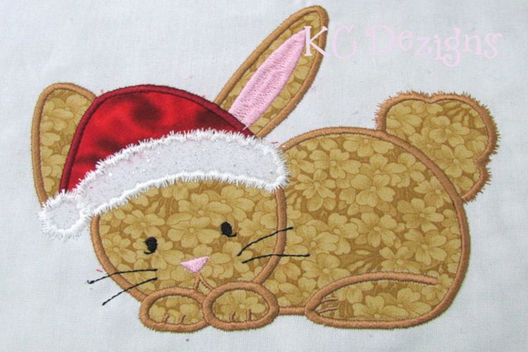 Christmas Bunny Machine Applique Embroidery Design