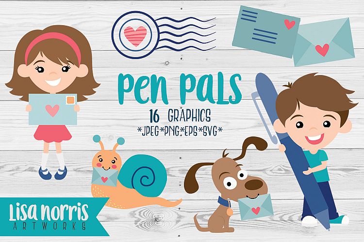 Pen Pals Clip Art Graphics & SVG Cutting Files