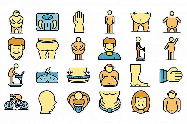 Overweight icons vector flat example image 1