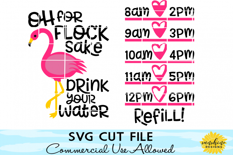 WATER TRACKER SVG, WATER INTAKE SVG, FOR FLOCK SAKE DRINK YOUR WATER, FLAMINGO SVG