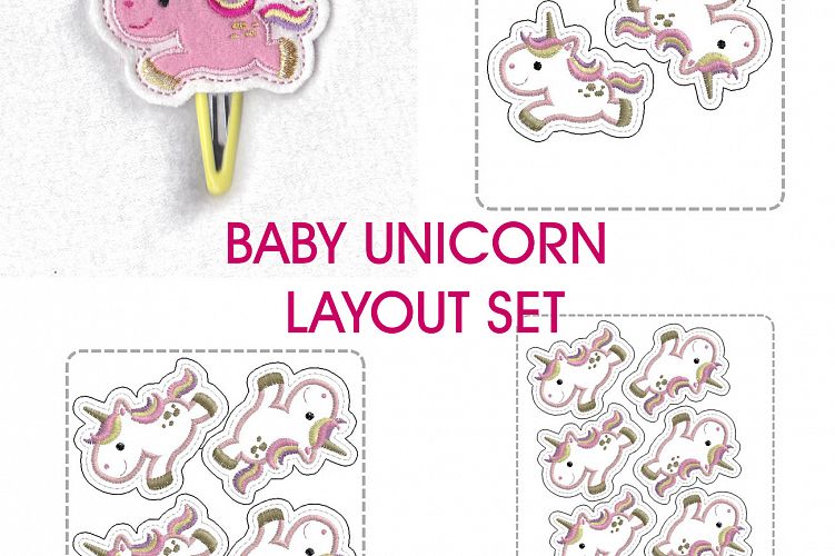 Baby Unicorn Jumping No1 Feltie In The Hoop ITH Grouped