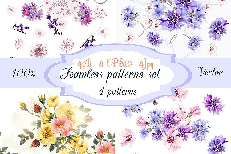 Seamless floral wallpaper set