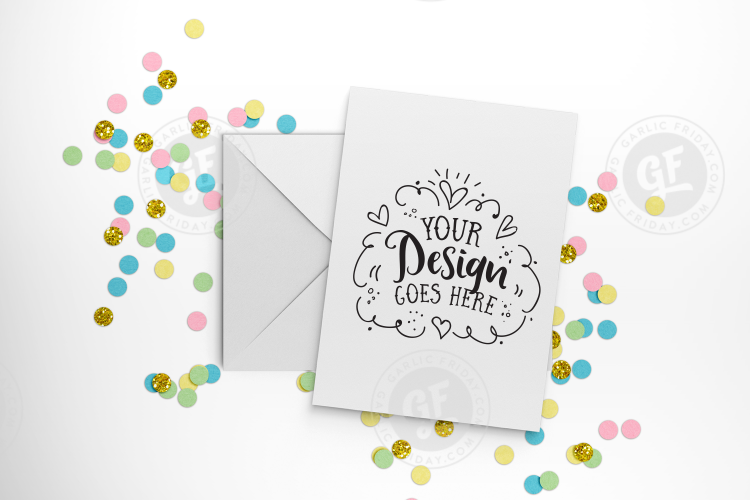 Download Pastel confetti greeting card mockup with smart objects PSD (portrait) 0009-21 (14336) | Mock ...