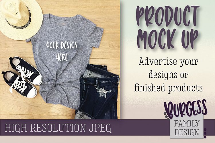 MOCK UP Grey t-shirt summer hat | High Resolution JPEG