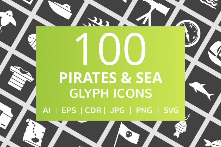 100 Pirate   Sea Glyph Inverted Icons