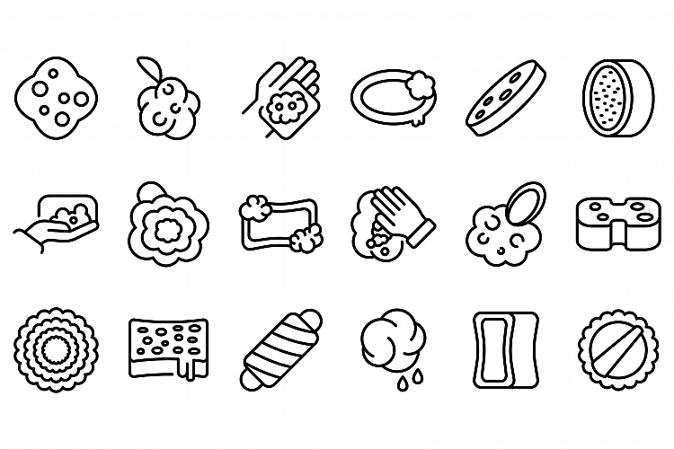 Washcloth icons set, outline style example image 1