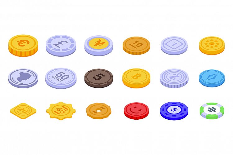 Tokens icons set, isometric style example image 1