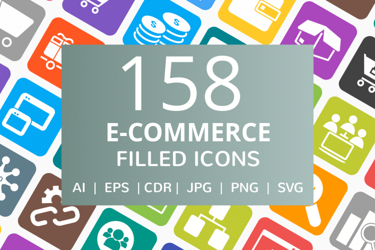 158 E-Commerce Filled Round Corner Icons