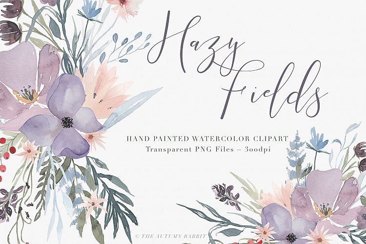 Watercolor Floral Clipart - Hazy Fields