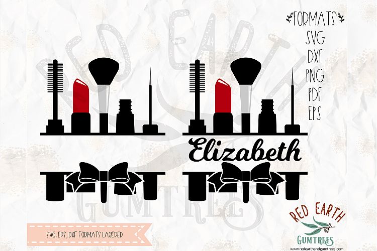 Makeup split frame, lipstick in SVG, DXF, PNG, EPS, PDF