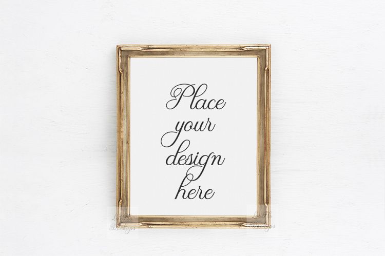 Vintage gold frame mockup, Art Deco frame mock up, smart PSD object frame template, antique frame mockups, rustic mock ups