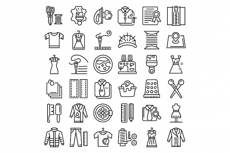 Clothing repair icons set, outline style example image 1
