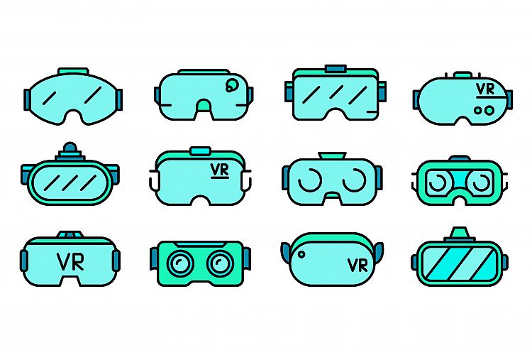 Game goggles icons set vector flat example image 1