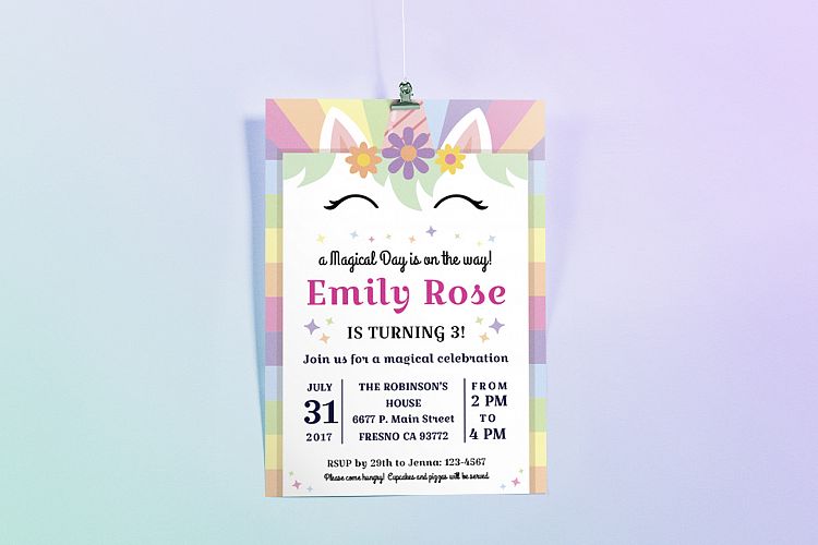 Happy Unicorn Birthday Party Invitation