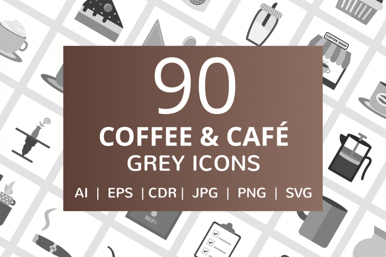 90 Coffee   Cafe Flat Greyscale Icons