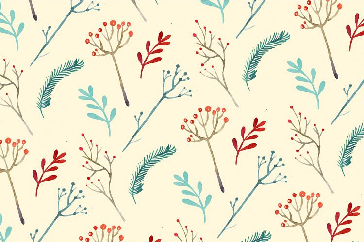 Christmas watercolor floral pattern