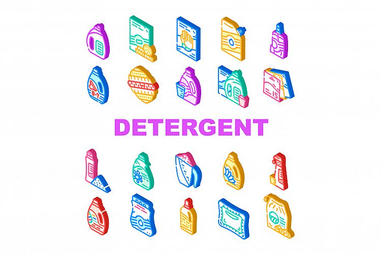 Detergent Washing Collection Icons Set Vector example image 1