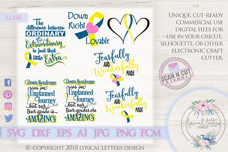 Down Syndrome Bundle of 6 SVG DXF Cut Files LL188